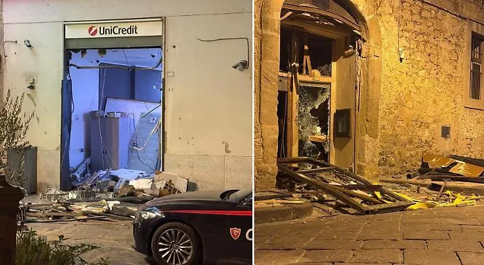 Doppio assalto a Mazzarino: spaccata a Unicredit e ad una gioielleria con mezzi pesanti